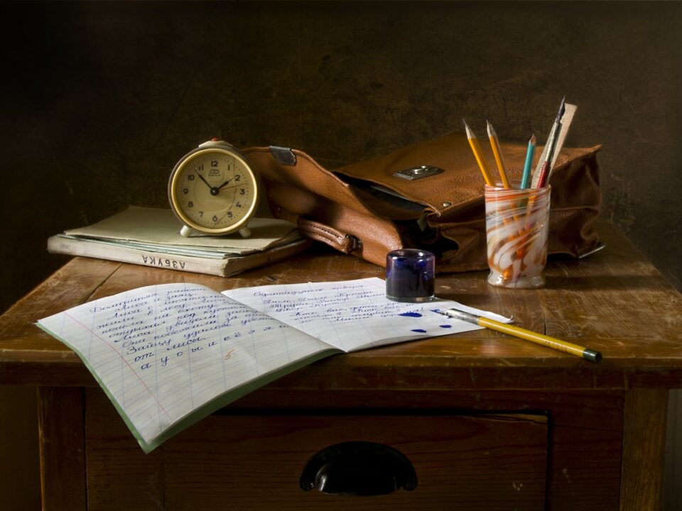 brown wooden desk